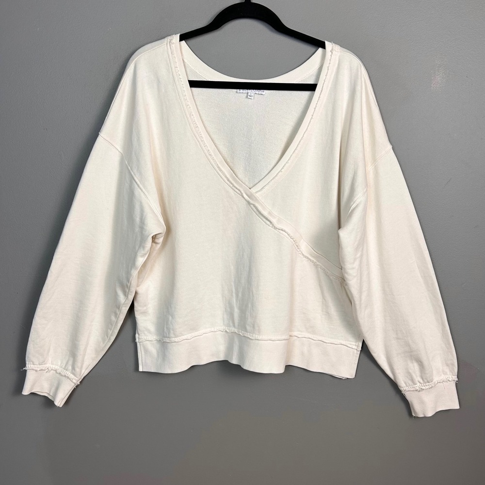Z Supply Active Sweatshirt Large v-neck oversized cream Lounge soft mid-weight
